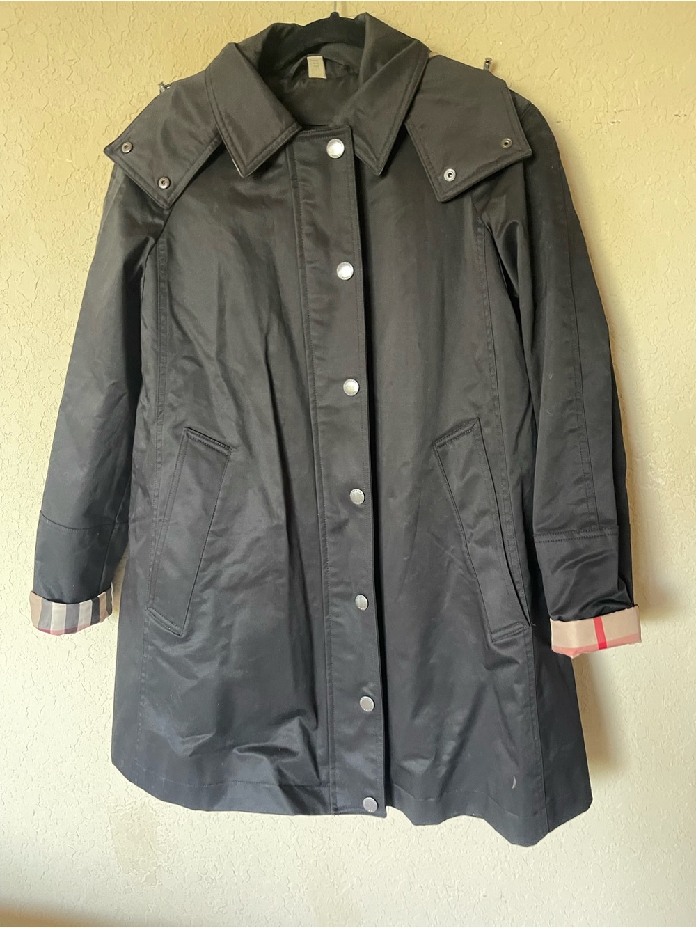 Burberry Black Trench Coat with Signature Check Cuff